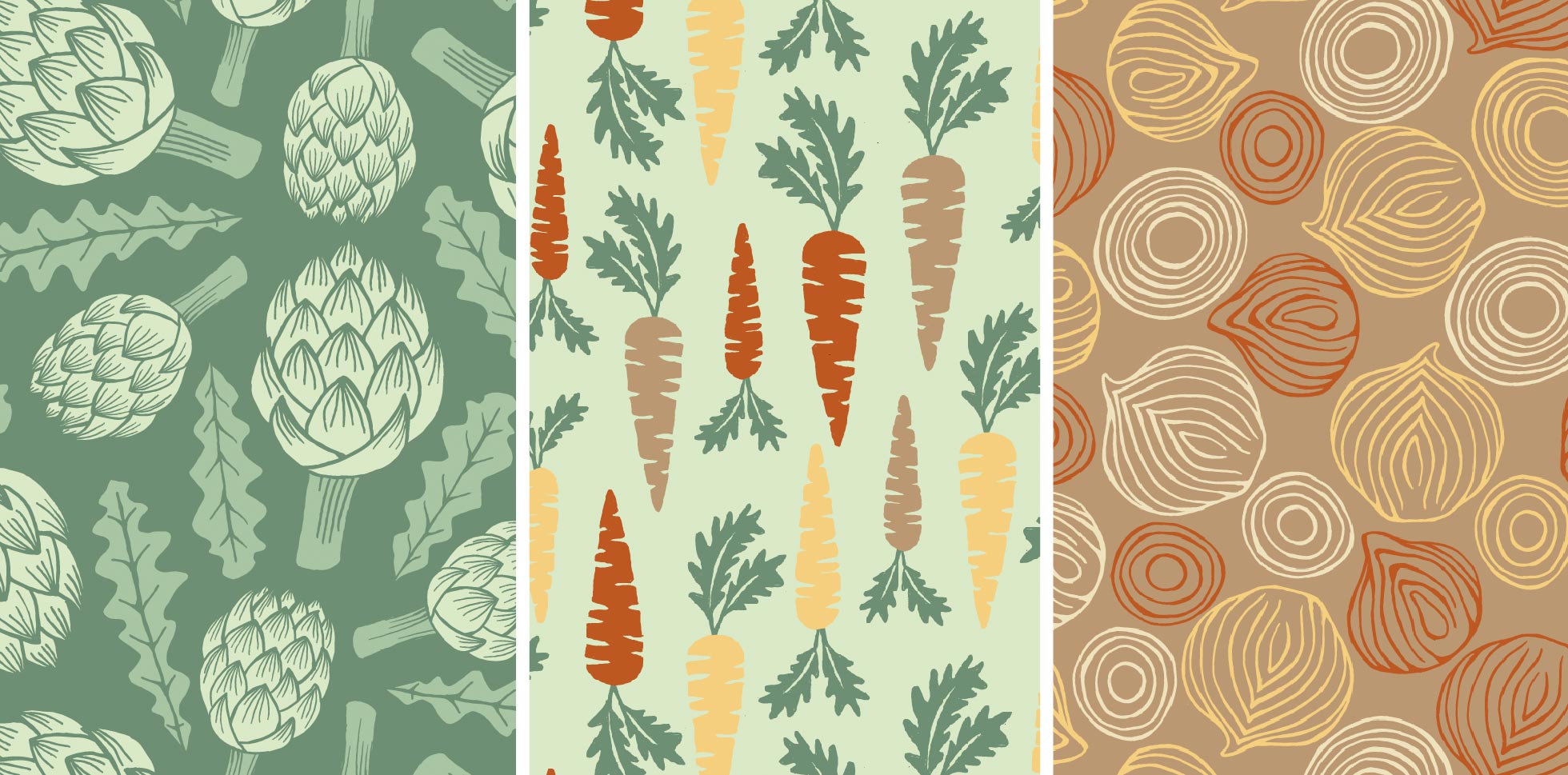 Vegetable patch novelty pattern design collection from Studio Element
