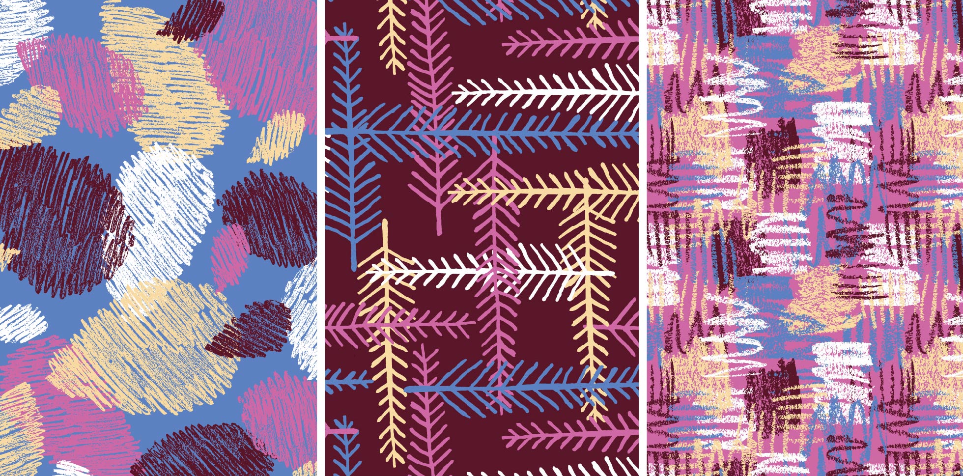 Textured foliage colourful pattern design collection from Studio Element
