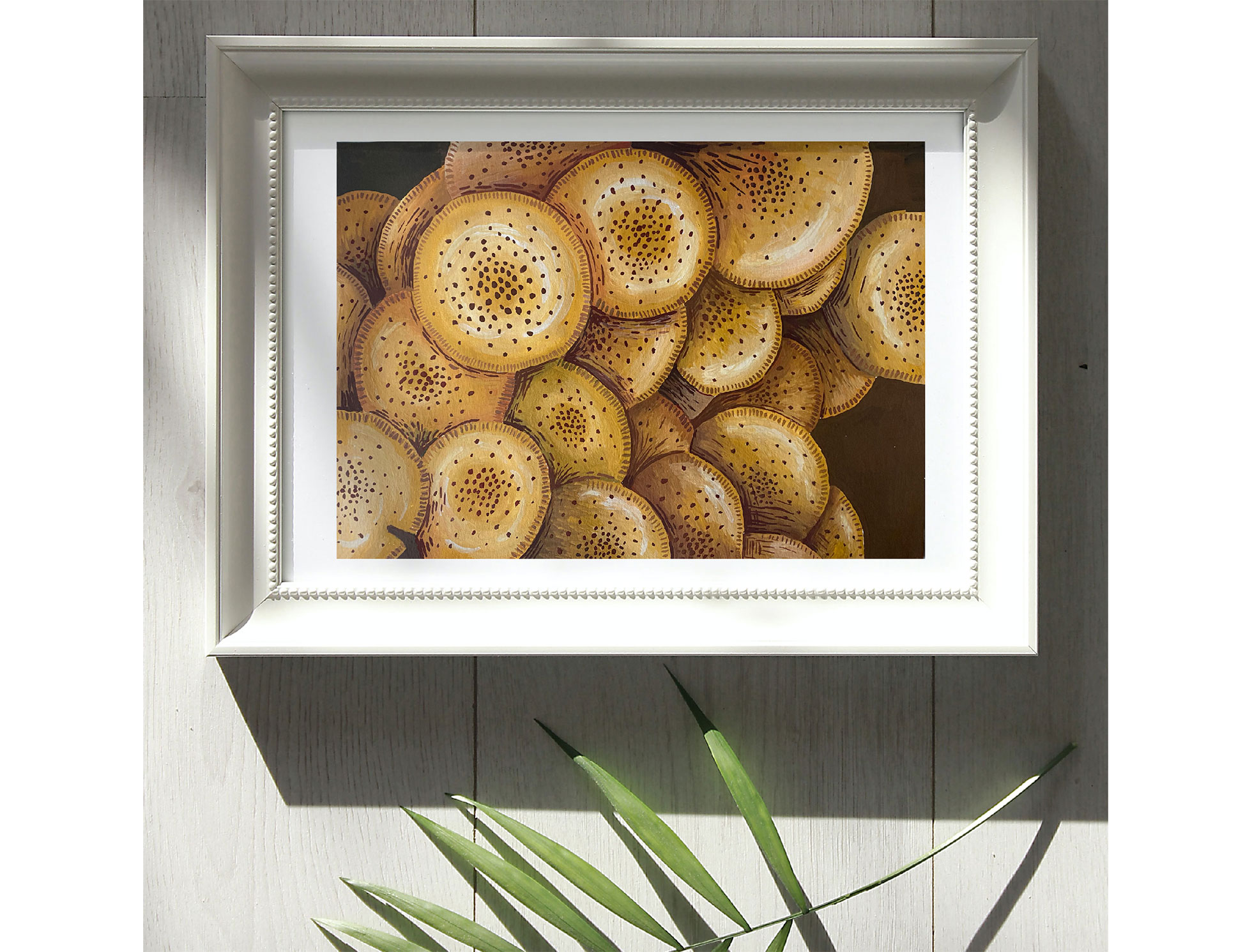 Golden mushroom painterly print design from Studio Element